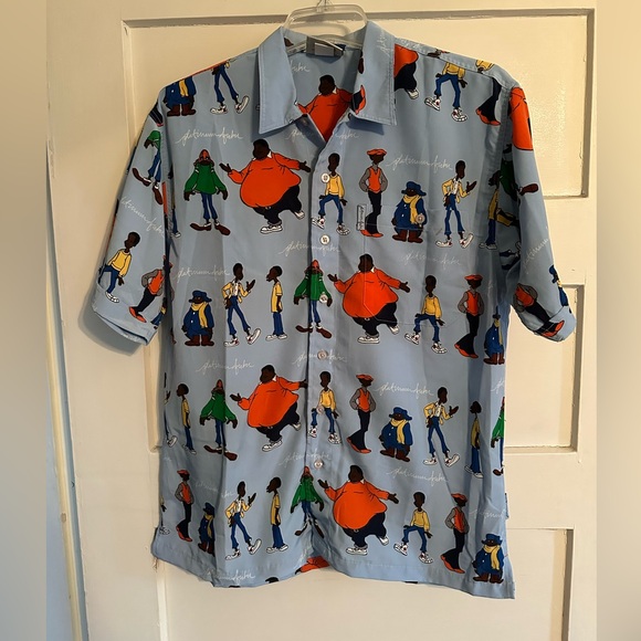 Platinum FUBU fat Albert and the junkyard gang short sleeve button up - Picture 1 of 10